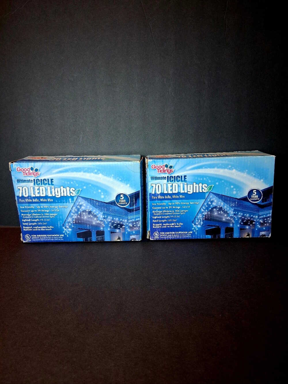 LED Icicle Lights Pure White Light 2 Boxes New Opened Box